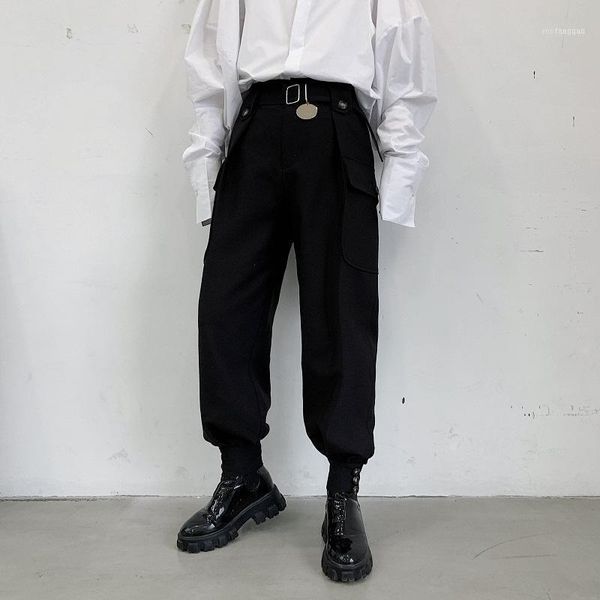 men's pants men japan streetwear punk gothic casual pant male vintage hip hop pocket harem trousers stage clothing kimono pant1, Black